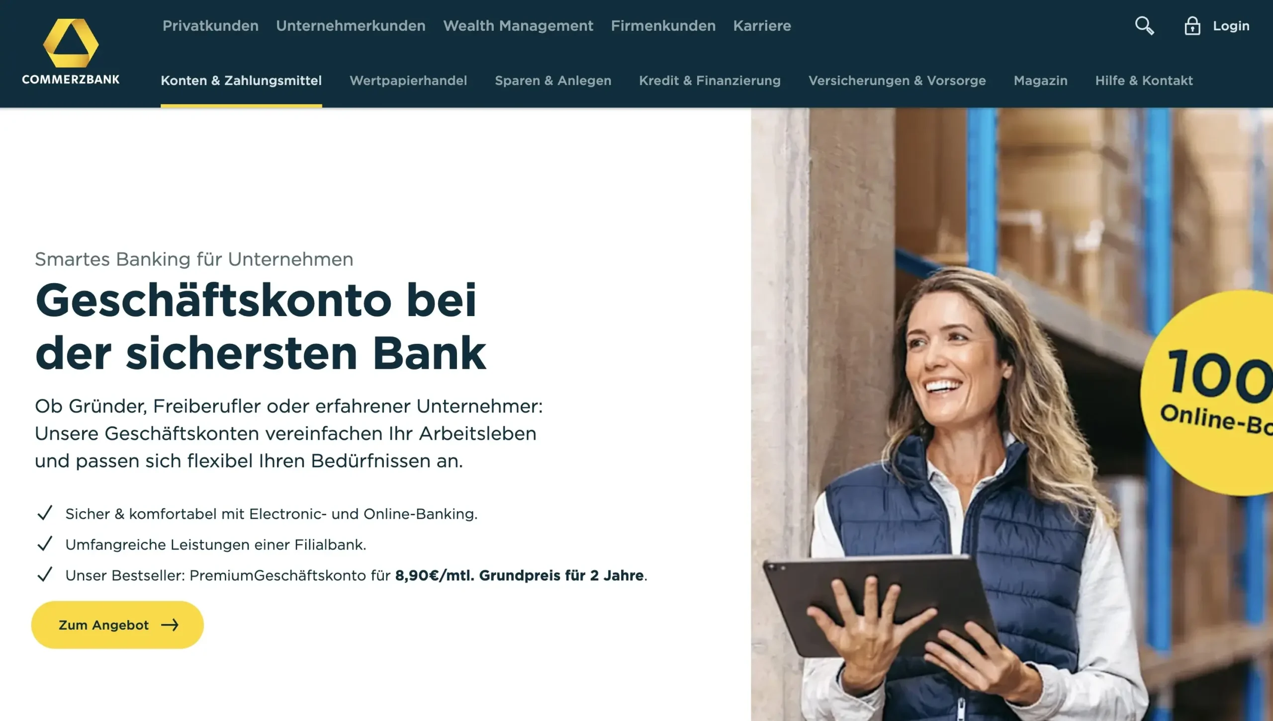 Commerzbank: Geschäftskonto mit Unterkonten